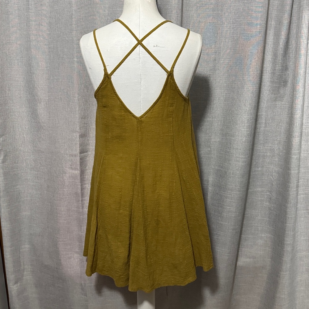 100% Cotton Lush Brand Skater Style Strappy Dress-Sz S-Chartreuse-GUC - Picture 2 of 16